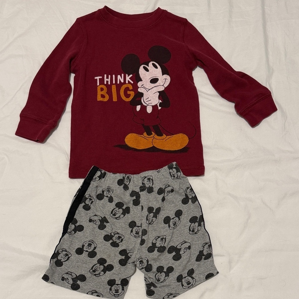 Red Mickey Mouse Pajama Set boys 2T